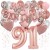 Happy Birthday Dream Rose Gold, Geburtstagsdeko-Set mit Luftballons zum 91. Geburtstag, 42-teilig