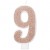 Rosegold Glitter Zahlenkerze 9, Kerze zu Geburtstag und Jubiläum