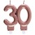 Zahlenkerze Rosegold 30, Kerzen zum 30. Geburtstag und Jubiläum