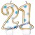 Zahlenkerzen Blue Dots 21, Kerzen zum 21. Geburtstag und Jubiläum