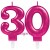 Zahlenkerzen Pink Celebration 30, Kerzen zum 30. Geburtstag und Jubiläum