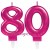 Zahlenkerzen Pink Celebration 80, Kerzen zum 80. Geburtstag und Jubiläum