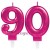 Zahlenkerzen Pink Celebration 90, Kerzen zum 90. Geburtstag und Jubiläum