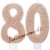 Zahlenkerzen Rosegold Glitter 80, Kerzen zum 80. Geburtstag und Jubiläum