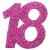 Zahlendeko Konfetti, Pink Glitter, Zahl 18