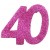 Zahlendeko Konfetti, Pink Glitter, Zahl 40
