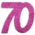 Zahlendeko Konfetti, Pink Glitter, Zahl 70