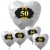 Goldene Hochzeit, Bouquet aus weißen Herzballons aus Folie mit Helium, 50