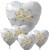 Goldene Hochzeit, Bouquet aus weißen Herzballons aus Folie mit Helium, 50 mit Herzen in Gold