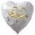 Goldene Hochzeit, weißer Herzballon aus Folie ohne Helium, 50 mit Herzen in Gold