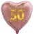 Goldene Hochzeit, rosegoldener Herzballon aus Folie mit Helium, 50 mit Schleifen in Gold