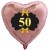 Goldene Hochzeit, rosegoldener Herzballon aus Folie mit Helium, 50 mit goldenen Schleifen