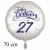 Happy Birthday Konfetti, großer Luftballon zum 27. Geburtstag mit Helium-Ballongas