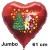 Weihnachtsballon mit Einhorn und Weihnachtsbaum mit Helium und Grußkarte
