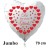 Großer Herzluftballon in Weiß "Du bist mein Glück!" rote Herzen und Glücksklee