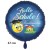 "Hallo Schule!" Kindergarten aus. Blauer, runder Luftballon, Satin de Luxe, inklusive Helium-Ballongas