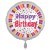 Luftballon aus Folie, Happy Birthday zum Geburtstag, Happy Birthday, weiss, ohne Helium