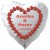 Herzballon zur Hochzeit in Weiß, Luftballon mit den Namen des Brautpaares und dem Datum der Hochzeit, Herz aus roten Rosen, Inklusive Helium