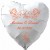 Herzballon zur Hochzeit, weißer Luftballon mit den Namen des Brautpaares und dem Datum der Hochzeit, rote Ornamente, Inklusive Helium