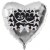 Silberner Herzluftballon aus Folie zur Silbernen Hochzeit, 25 Jahre, schwarz mit Schleifen, inklusive Helium-Ballongas