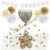 Deko-Set mit Luftballons zur Hochzeit, Just Married Weiß-Gold