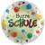Hurra Schule. Satin-weißer, runder Luftballon zum Schulanfang, ohne Helium