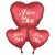 I love you. Bouquet aus Herzluftballon, Satin-Rot, 70 + 43 cm, Valentinstag-Bouquet inklusive Ballongas-Helium