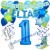 Happy Birthday Blau, individuelles Kindergeburtstagsdeko-Set mit Namen und Luftballons zum 1. Geburtstag, 38-teilig