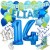Happy Birthday Blau, individuelles Geburtstagsdeko-Set mit Namen und Luftballons zum 14. Geburtstag, 38-teilig