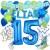 Happy Birthday Blau, individuelles Geburtstagsdeko-Set mit Namen und Luftballons zum 15. Geburtstag, 38-teilig