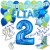 Happy Birthday Blau, individuelles Kindergeburtstagsdeko-Set mit Namen und Luftballons zum 2. Geburtstag, 38-teilig