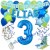 Happy Birthday Blau, individuelles Kindergeburtstagsdeko-Set mit Namen und Luftballons zum 3. Geburtstag, 38-teilig