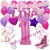 Happy Birthday Pink, individuelles Kindergeburtstagsdeko-Set mit Namen und Luftballons zum 1. Geburtstag, 38-teilig