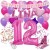 Happy Birthday Pink, individuelles Kindergeburtstagsdeko-Set mit Namen und Luftballons zum 12. Geburtstag, 38-teilig
