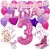 Happy Birthday Pink, individuelles Kindergeburtstagsdeko-Set mit Namen und Luftballons zum 3. Geburtstag, 38-teilig