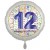 Luftballon aus Folie, Satin Weiß 45 cm rund, Happy Birthday zum 12. Geburtstag, inklusive Helium