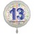 Luftballon aus Folie, Satin Weiß 45 cm rund, Happy Birthday zum 13. Geburtstag, inklusive Helium