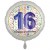 Luftballon aus Folie, Satin Weiß 45 cm rund, Happy Birthday zum 16. Geburtstag, inklusive Helium