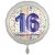 Luftballon aus Folie, Satin Weiß 45 cm rund, Happy Birthday zum 16. Geburtstag