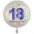 Luftballon aus Folie, Satin Weiß 45 cm rund, Happy Birthday zum 18. Geburtstag, inklusive Helium