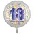 Luftballon aus Folie, Satin Weiß 45 cm rund, Happy Birthday zum 18. Geburtstag