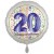 Luftballon aus Folie, Satin Weiß 45 cm rund, Happy Birthday zum 20. Geburtstag, inklusive Helium