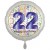 Luftballon aus Folie, Satin Weiß 45 cm rund, Happy Birthday zum 22. Geburtstag, inklusive Helium