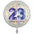 Luftballon aus Folie, Satin Weiß 45 cm rund, Happy Birthday zum 23. Geburtstag, inklusive Helium