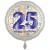 Luftballon aus Folie, Satin Weiß 45 cm rund, Happy Birthday zum 25. Geburtstag, inklusive Helium