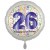 Luftballon aus Folie, Satin Weiß 45 cm rund, Happy Birthday zum 26. Geburtstag, inklusive Helium