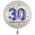 Luftballon aus Folie, Satin Weiß 45 cm rund, Happy Birthday zum 30. Geburtstag, inklusive Helium