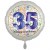 Luftballon aus Folie, Satin Weiß 45 cm rund, Happy Birthday zum 35. Geburtstag, inklusive Helium