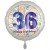 Luftballon aus Folie, Satin Weiß 45 cm rund, Happy Birthday zum 36. Geburtstag, inklusive Helium