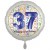 Luftballon aus Folie, Satin Weiß 45 cm rund, Happy Birthday zum 37. Geburtstag, inklusive Helium
